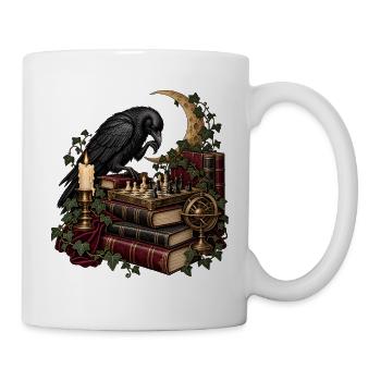 Rabe beim Schachspiel - Tasse - Weiß - Rechts