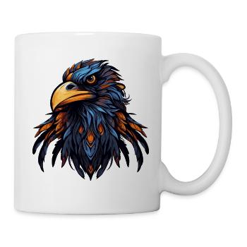 Adler Kopf Bunt Illustration - Tasse - Weiß - Rechts