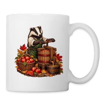Dachs an der Apfelpresse - Tasse - Weiß - Rechts