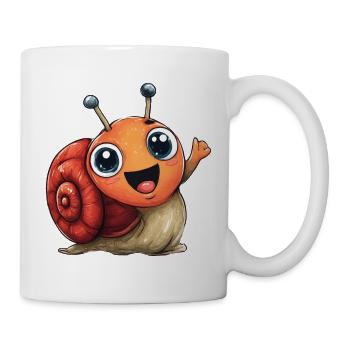 Fröhliche Orangenschnecke - Tasse - Weiß - Rechts