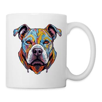 Hund Kopf Geometrisch Farbenfroh - Tasse - Weiß - Rechts