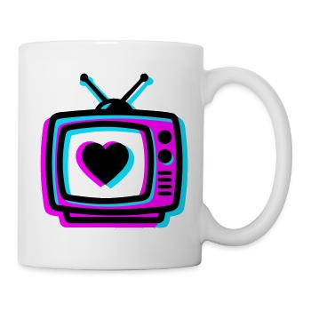 Pink TV Herz Glitch Icon - Tasse - Weiß - Rechts