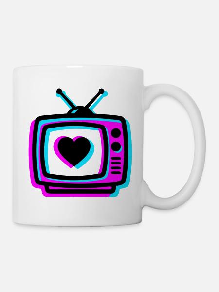 Pink TV Herz Glitch Icon - Tasse - Weiß