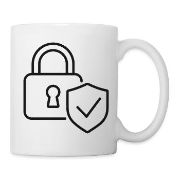 Sicheres Vorhängeschloss-Schildlinien-Symbol - Tasse - Weiß - Rechts