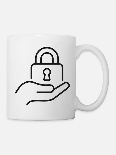 Vorhängeschloss-Symbol in der Handlinie - Tasse - Weiß
