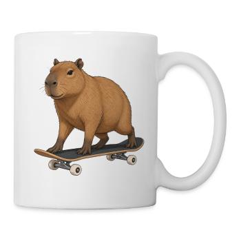 Capybara auf Skateboard - Tasse - Weiß - Rechts