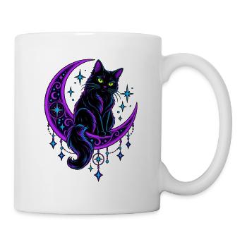 Neonkatze auf dem Mondmond - Tasse - Weiß - Rechts