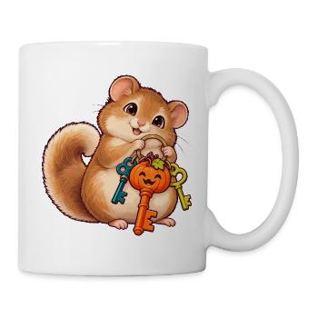 Süße Haselmaus mit Kürbis-Schlüssel - Tasse - Weiß - Rechts