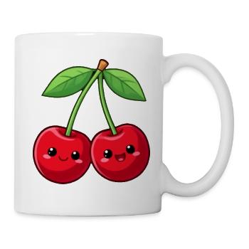 Lustige Kawaii Kirschen Geschenk  - Tasse - Weiß - Rechts