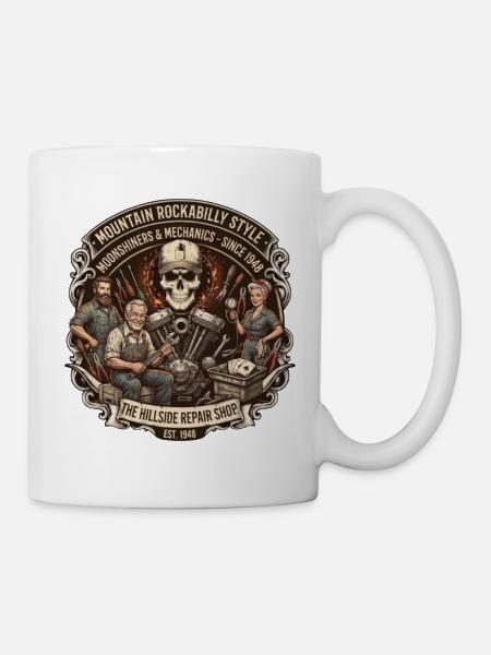 Hillside Reparaturshop Rockabilly - Tasse - Weiß