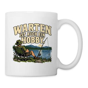 Warten ist auch ein Hobby – Retro-Angelshirt - Tasse - Weiß - Rechts