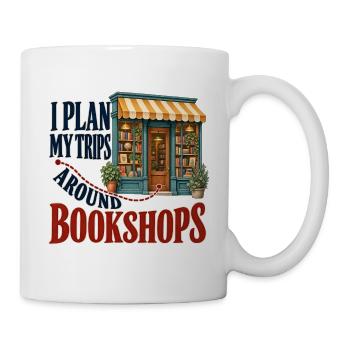 Ich plane meine Reisen rund um Buchläden - Tasse - Weiß - Rechts