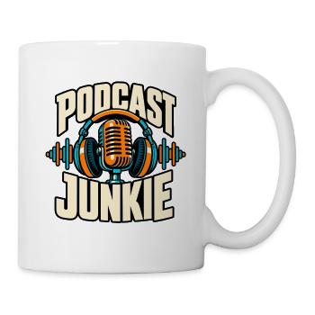 Podcast Junkie Mikrofon Kopfhörer Retro Design - Tasse - Weiß - Rechts