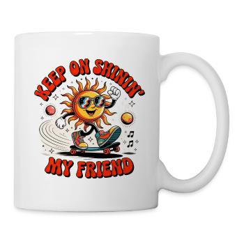 Lächelnde Sonne auf Skateboard - Tasse - Weiß - Rechts