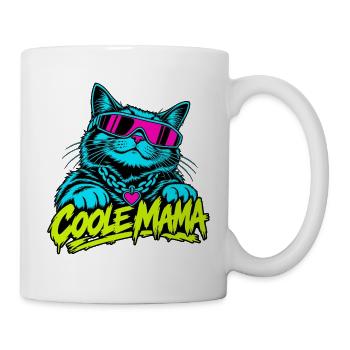 Coole Mama Katze Neon-Grafik - Tasse - Weiß - Rechts