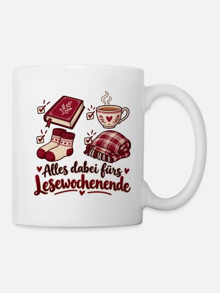 Alles dabei fürs gemütliche Lesewochenende - Tasse - Weiß