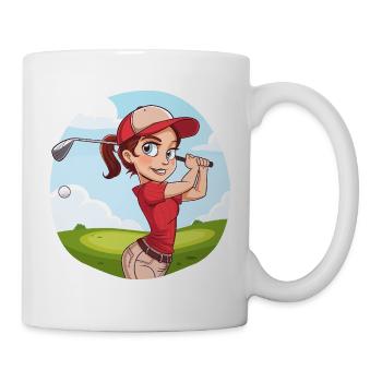 Golferin Cartoon - Tasse - Weiß - Rechts