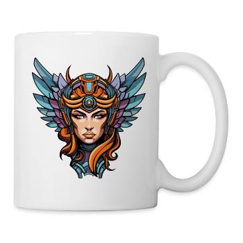 Flügelkriegerin Metallhelm - Tasse - Weiß - Rechts