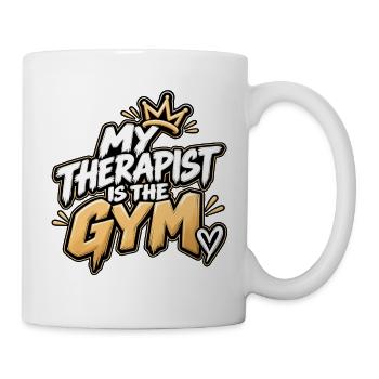 Zitat zur Fitnessstudiotherapie - Tasse - Weiß - Rechts