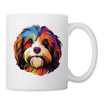 Buntes Hundeporträt Pop-Art - Tasse - Weiß - Rechts