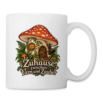 Hexen-Pilzhaus zwischen Farn und Zauber - Tasse - Weiß - Rechts