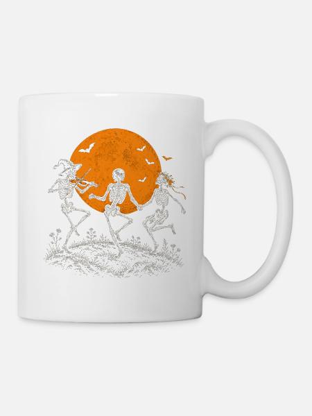 Tanzende Skelette im Mondschein - Tasse - Weiß
