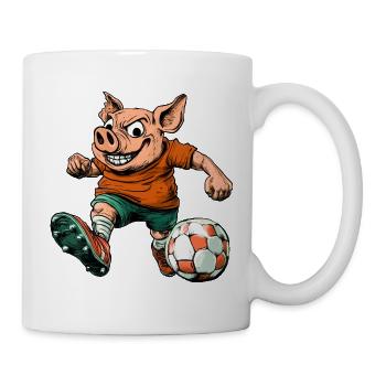 Schweine Fussball - Tasse - Weiß - Rechts