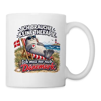 Dänemark-Urlaubswitz am Strand - Tasse - Weiß - Rechts