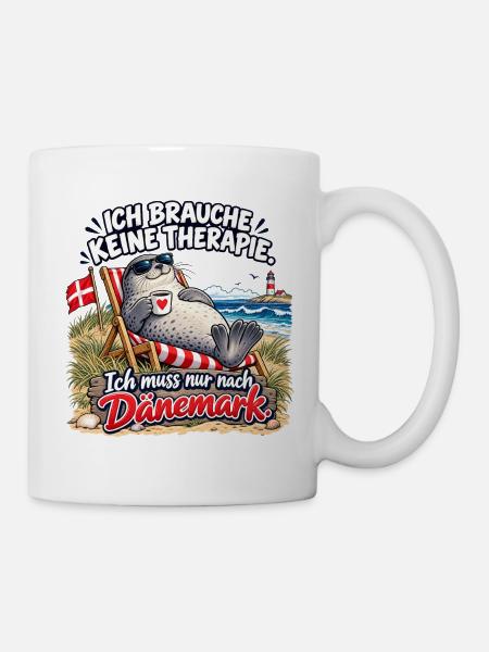 Dänemark-Urlaubswitz am Strand - Tasse - Weiß