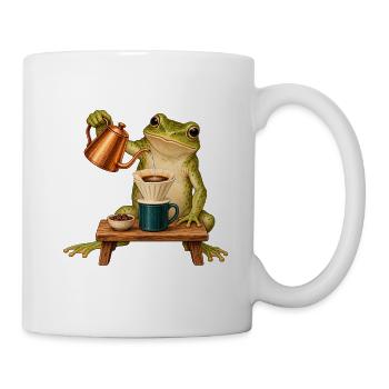 Frosch brüht Filterkaffee - Tasse - Weiß - Rechts