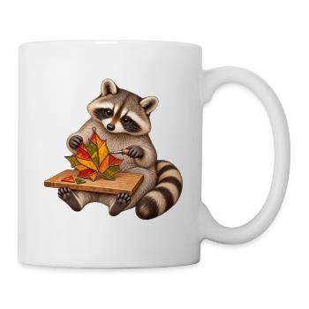 Waschbär baut einen Glas-Blattanhänger - Tasse - Weiß - Rechts
