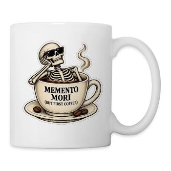 Memento Mori Kaffeeskelett - Tasse - Weiß - Rechts