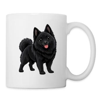Schipperke Kawaii Style – Süßer kleiner Hund - Tasse - Weiß - Rechts