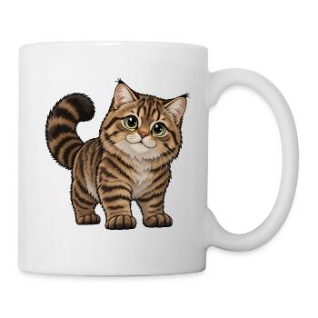 Schottische Wildkatze Kawaii Style - Tasse - Weiß - Rechts