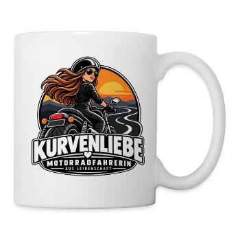 Kurvenliebe Motorradfahrerin Sunset - Tasse - Weiß - Rechts