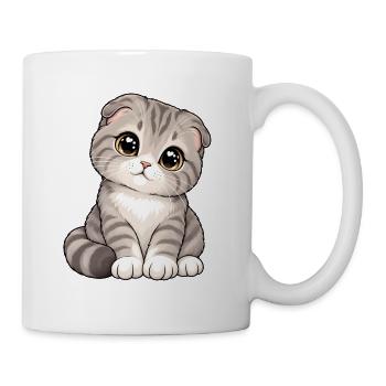 Scottish Fold Kawaii Style – Süße Katze - Tasse - Weiß - Rechts
