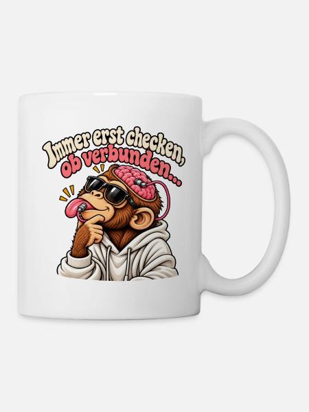 Immer erst checken, ob verbunden… 🧠👅 - Tasse - Weiß