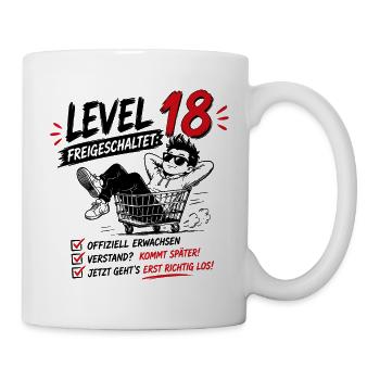 Level 18 Freigeschaltet Volljährig Geburtstag - Tasse - Weiß - Rechts