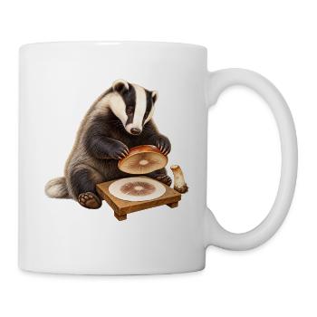 Dachs mit Pilz-Sporenabdruck - Tasse - Weiß - Rechts