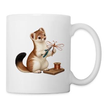 Hermelin mit Draht-Libelle - Tasse - Weiß - Rechts