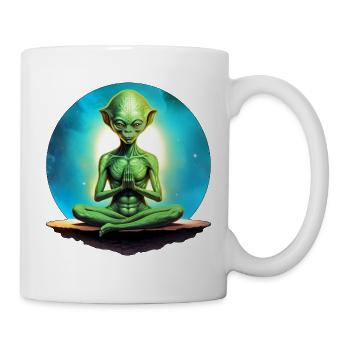 Aliens Yoga / Yogi Alien - Tasse - Weiß - Rechts