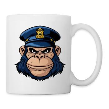 Affen Polizei - Tasse - Weiß - Rechts