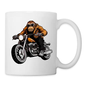 Motorrad Affen - Tasse - Weiß - Rechts