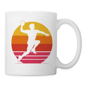 Handballer Sprungwurf – 70er 80er Retro Look - Tasse - Weiß - Rechts