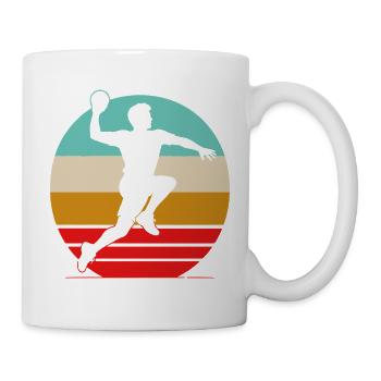 Retro Handball Shirt – Vintage Sonnenuntergang - Tasse - Weiß - Rechts