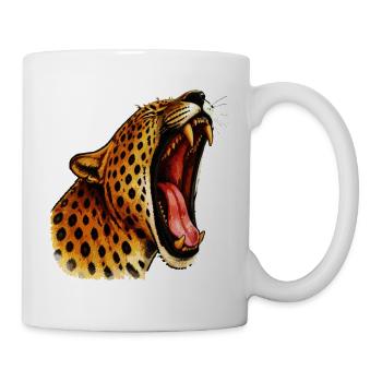 Intensive-farbger Leopardenkopf Roar - Tasse - Weiß - Rechts