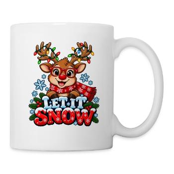 Let It Snow – Rentier mit Weihnachtslichtern - Tasse - Weiß - Rechts