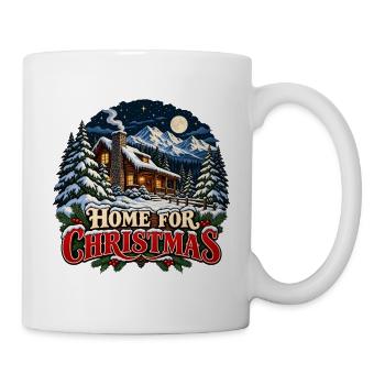 Weihnachten zu Hause – Verschneite Berghütte - Tasse - Weiß - Rechts