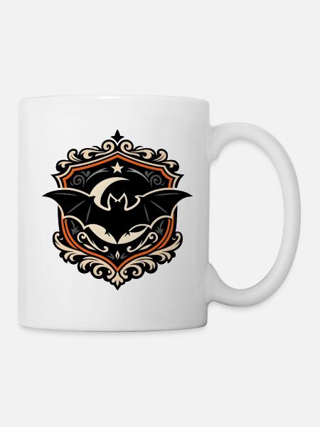 Dunkles Fledermaus Emblem - Tasse - Weiß