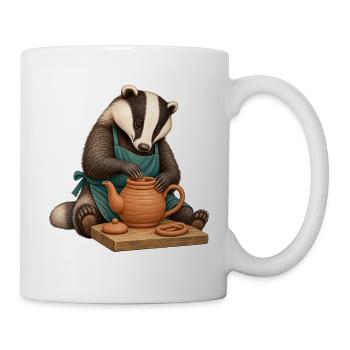 Dachs formt eine Ton-Teekanne - Tasse - Weiß - Rechts